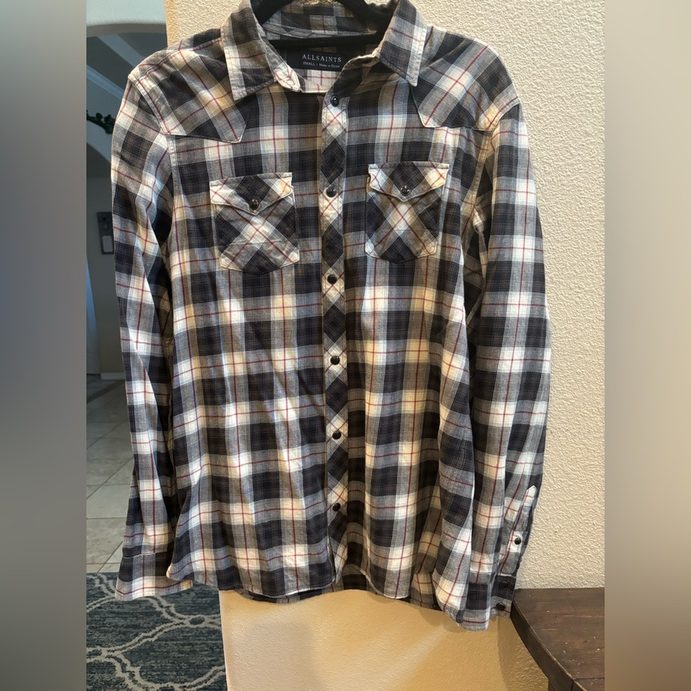 AllSaints plaid button up